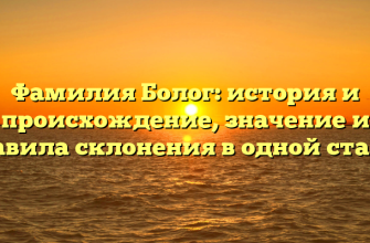 Фамилия Болог: история и происхождение, значение и правила склонения в одной статье Фамилия Болог: история и происхождение, значение и правила склонения в одной статье