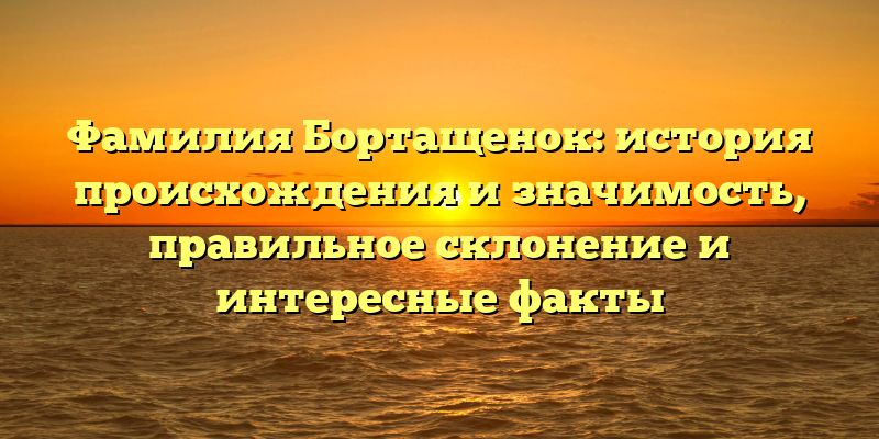 Фамилия Бортащенок: история происхождения и значимость, правильное склонение и интересные факты