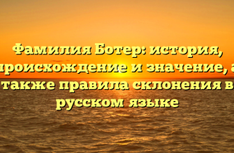 Фамилия Ботер: история, происхождение и значение, а также правила склонения в русском языке Фамилия Ботер: история, происхождение и значение, а также правила склонения в русском языке