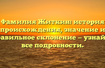Фамилия Житкин: история происхождения, значение и правильное склонение — узнайте все подробности.