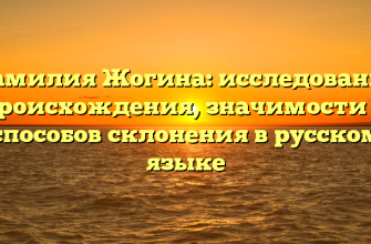 Фамилия Жогина: исследование происхождения, значимости и способов склонения в русском языке