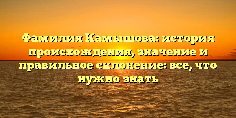 Фамилия Камышова: история происхождения, значение и правильное склонение: все, что нужно знать