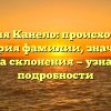Фамилия Канело: происхождение и история фамилии, значение и правила склонения — узнайте все подробности
