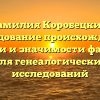 Фамилия Коробецкий: исследование происхождения, истории и значимости фамилии для генеалогических исследований