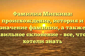 Фамилия Мискина: происхождение, история и значение фамилии, а также правильное склонение – все, что вы хотели знать