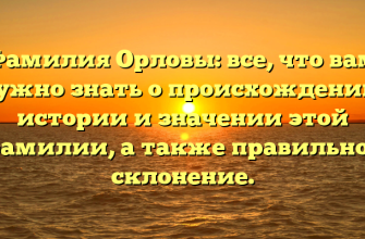Фамилия Орловы: все, что вам нужно знать о происхождении, истории и значении этой фамилии, а также правильное склонение.