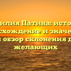 Фамилия Патина: история, происхождение и значение — полный обзор склонения для всех желающих
