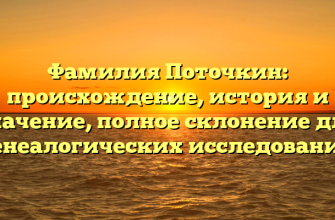 Фамилия Поточкин: происхождение, история и значение, полное склонение для генеалогических исследований