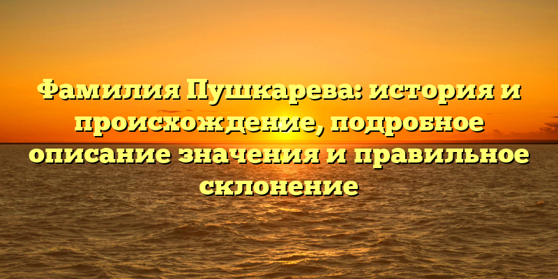 Фамилия Пушкарева: история и происхождение, подробное описание значения и правильное склонение