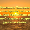 Фамилия Синдеев: происхождение, значение и история. Как правильно склонять фамилию Синдеев в современном русском языке.