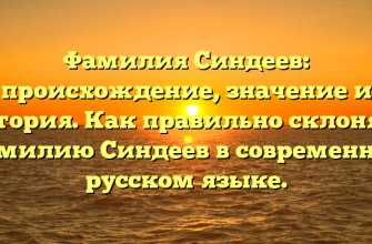 Фамилия Синдеев: происхождение, значение и история. Как правильно склонять фамилию Синдеев в современном русском языке.