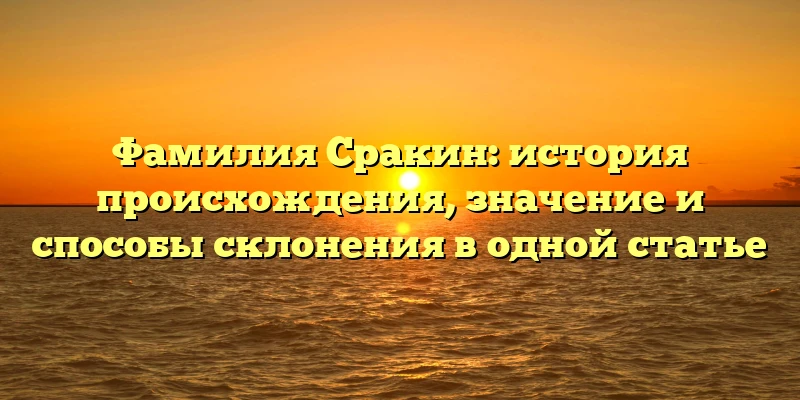 Фамилия Сракин: история происхождения, значение и способы склонения в одной статье Фамилия Сракин: история происхождения, значение и способы склонения в одной статье