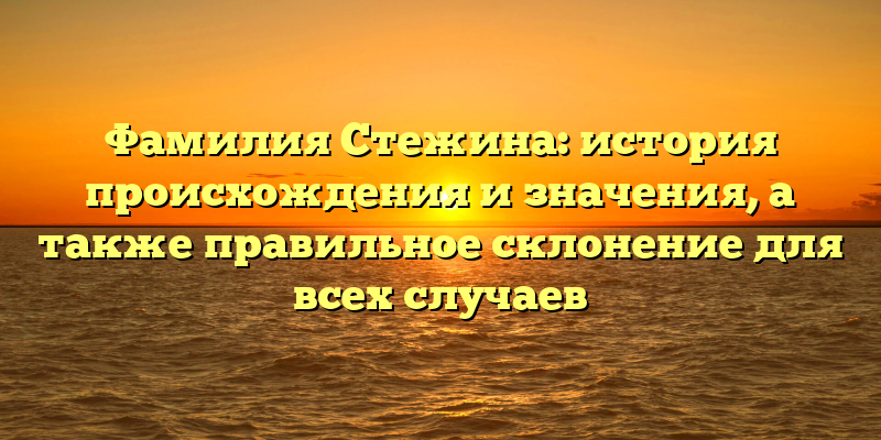 Фамилия Стежина: история происхождения и значения, а также правильное склонение для всех случаев