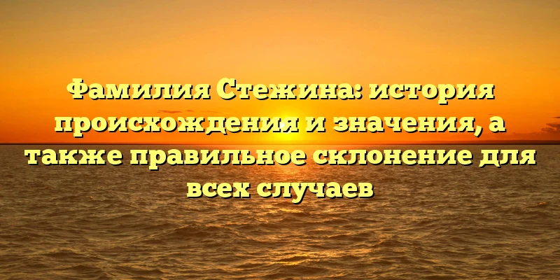 Фамилия Стежина: история происхождения и значения, а также правильное склонение для всех случаев