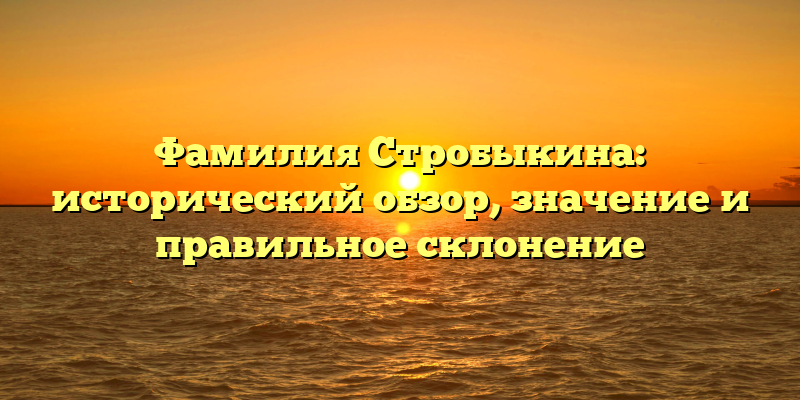 Фамилия Стробыкина: исторический обзор, значение и правильное склонение