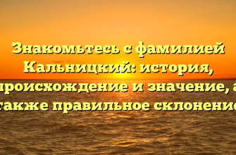Знакомьтесь с фамилией Кальницкий: история, происхождение и значение, а также правильное склонение