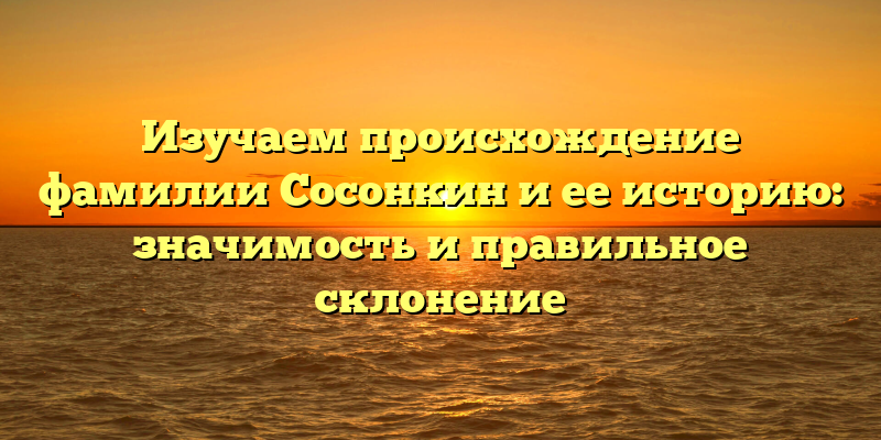 Изучаем происхождение фамилии Сосонкин и ее историю: значимость и правильное склонение
