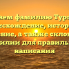 Изучаем фамилию Тургаева: происхождение, история и значение, а также склонение фамилии для правильного написания