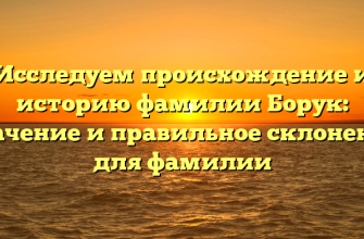 Исследуем происхождение и историю фамилии Борук: значение и правильное склонение для фамилии Исследуем происхождение и историю фамилии Борук: значение и правильное склонение для фамилии