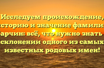 Исследуем происхождение, историю и значение фамилии Барчин: всё, что нужно знать о склонении одного из самых известных родовых имен!