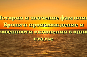История и значение фамилии Бронич: происхождение и особенности склонения в одной статье История и значение фамилии Бронич: происхождение и особенности склонения в одной статье