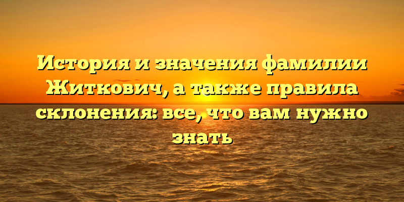 История и значения фамилии Житкович, а также правила склонения: все, что вам нужно знать