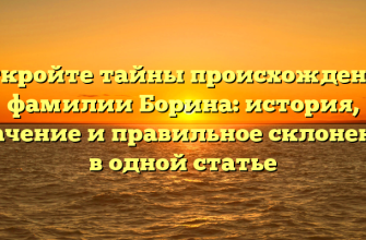 Откройте тайны происхождения фамилии Борина: история, значение и правильное склонение в одной статье Откройте тайны происхождения фамилии Борина: история, значение и правильное склонение в одной статье