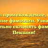 Пекшин: происхождение, история и значение фамилии. Узнайте как правильно склонять фамилию Пекшин!