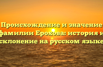 Происхождение и значение фамилии Ерохова: история и склонение на русском языке Происхождение и значение фамилии Ерохова: история и склонение на русском языке