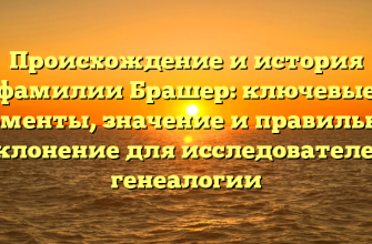 Происхождение и история фамилии Брашер: ключевые моменты, значение и правильное склонение для исследователей генеалогии Происхождение и история фамилии Брашер: ключевые моменты, значение и правильное склонение для исследователей генеалогии