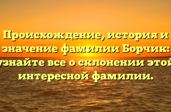 Происхождение, история и значение фамилии Борчик: узнайте все о склонении этой интересной фамилии.