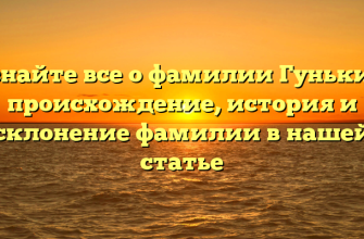 Узнайте все о фамилии Гунькин: происхождение, история и склонение фамилии в нашей статье