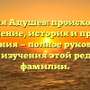 Фамилия Адушев: происхождение и значение, история и правила склонения — полное руководство для изучения этой редкой фамилии.