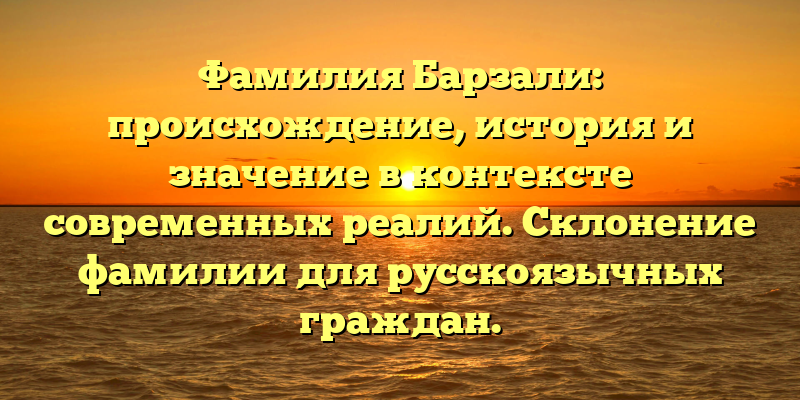 Фамилия Барзали: происхождение, история и значение в контексте современных реалий. Склонение фамилии для русскоязычных граждан.