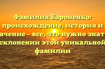 Фамилия Бароненко: происхождение, история и значение – все, что нужно знать о склонении этой уникальной фамилии
