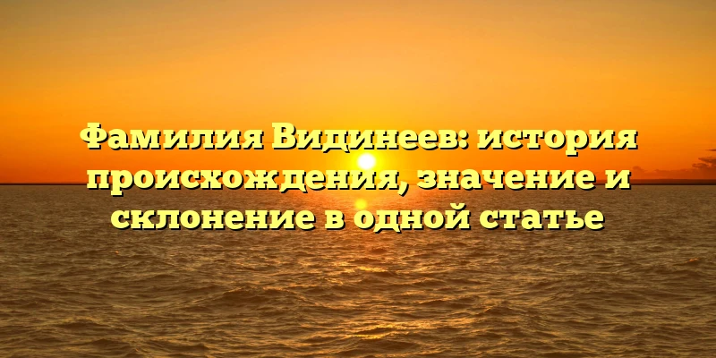 Фамилия Видинеев: история происхождения, значение и склонение в одной статье