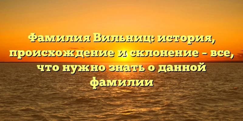 Фамилия Вильниц: история, происхождение и склонение – все, что нужно знать о данной фамилии