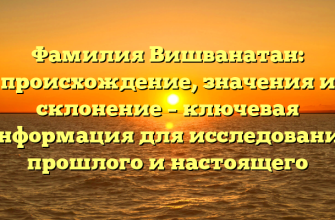 Фамилия Вишванатан: происхождение, значения и склонение – ключевая информация для исследования прошлого и настоящего