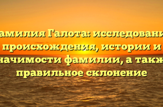 Фамилия Галота: исследование происхождения, истории и значимости фамилии, а также правильное склонение