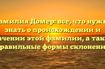 Фамилия Домер: все, что нужно знать о происхождении и значении этой фамилии, а также правильные формы склонения