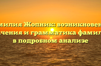 Фамилия Жопник: возникновение, значения и грамматика фамилии в подробном анализе
