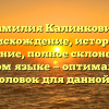 Фамилия Калинкович: происхождение, история и значение, полное склонение в русском языке — оптимальный SEO-заголовок для данной статьи.