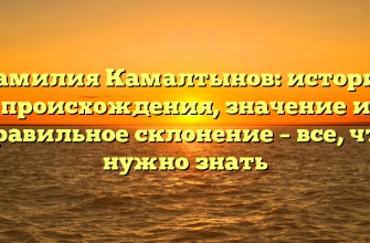 Фамилия Камалтынов: история происхождения, значение и правильное склонение – все, что нужно знать