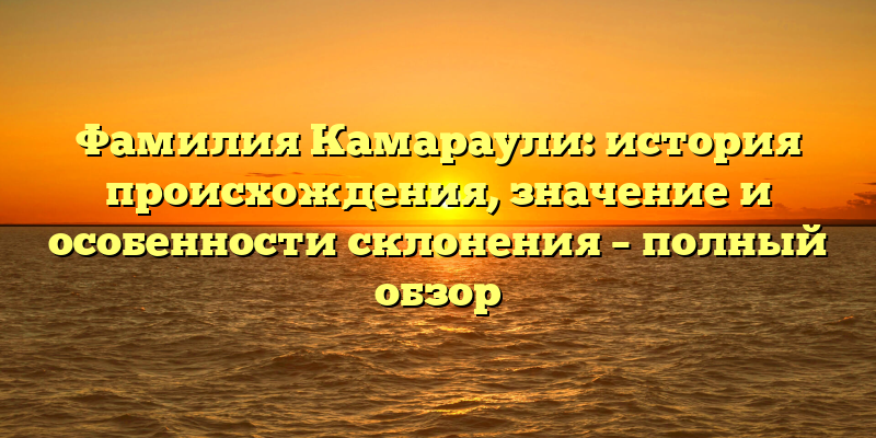 Фамилия Камараули: история происхождения, значение и особенности склонения – полный обзор