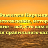 Фамилия Карчина: происхождение, история и значение — всё, что вам нужно знать для правильного склонения!