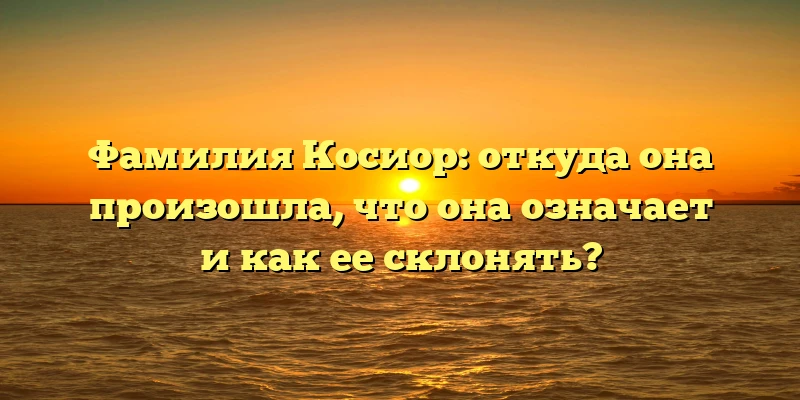 Фамилия Косиор: откуда она произошла, что она означает и как ее склонять? Фамилия Косиор: откуда она произошла, что она означает и как ее склонять?