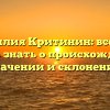 Фамилия Критинин: все, что нужно знать о происхождении, значении и склонении