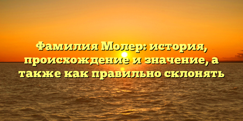 Фамилия Молер: история, происхождение и значение, а также как правильно склонять