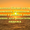 Фамилия Пасан: история возникновения, происхождение и значение в разных языках + склонение для родительского падежа