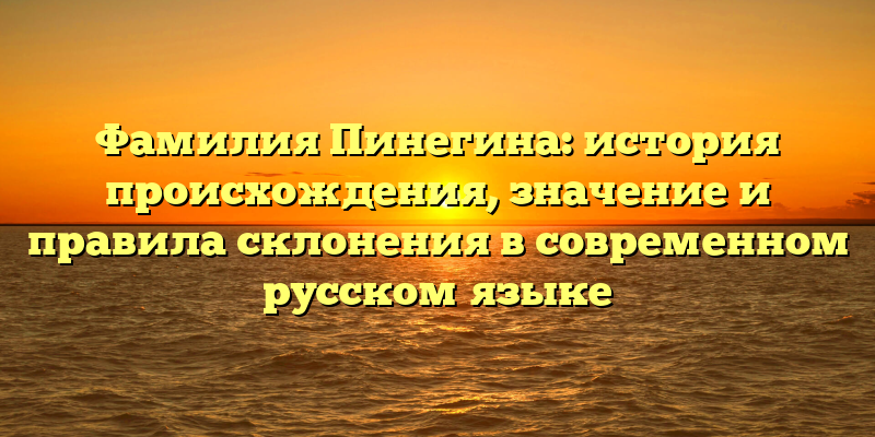 Фамилия Пинегина: история происхождения, значение и правила склонения в современном русском языке